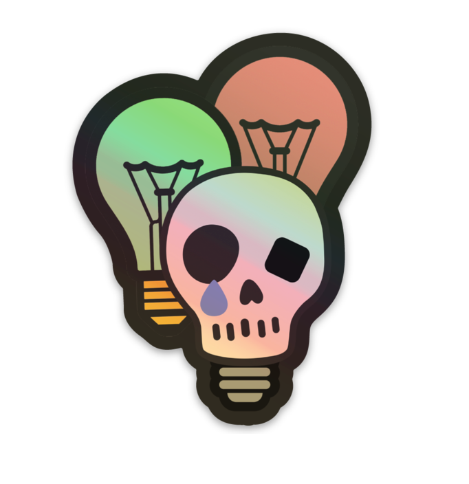 Skull Bulb - Holographic Sticker
